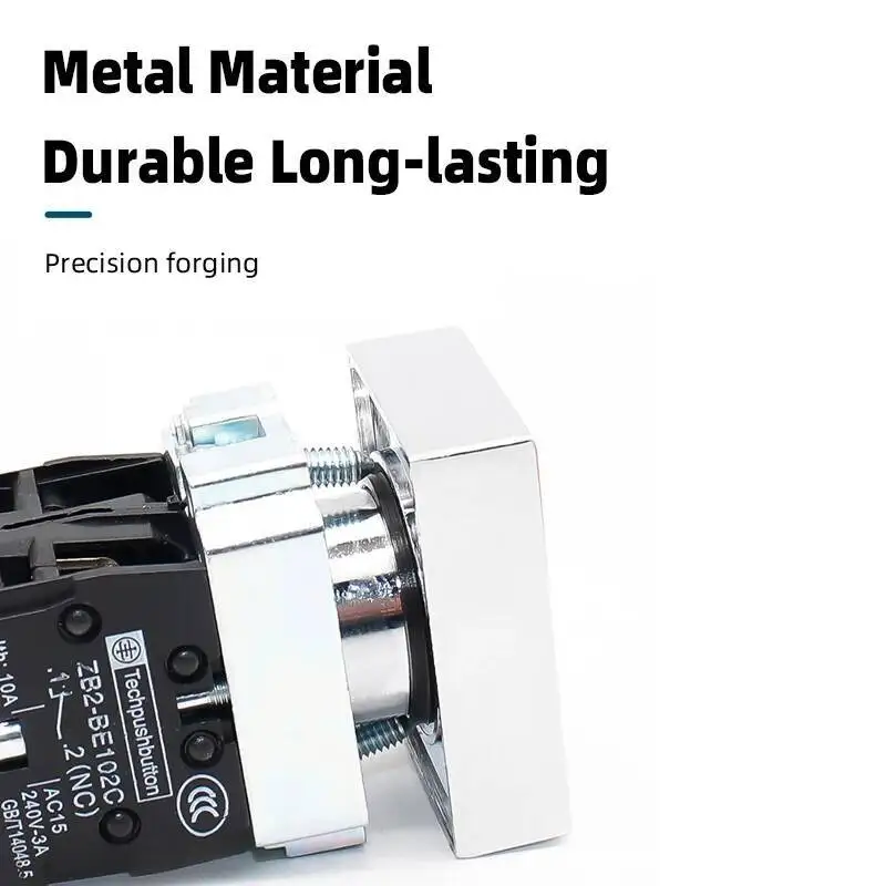 اثنين مفتاح مفتاح بـزر دفع XB2-BL8325 BL8425 BW8465 شقة/عالية رئيس إعادة تعيين لحظة مواقف مزدوجة الاتصال الفضي