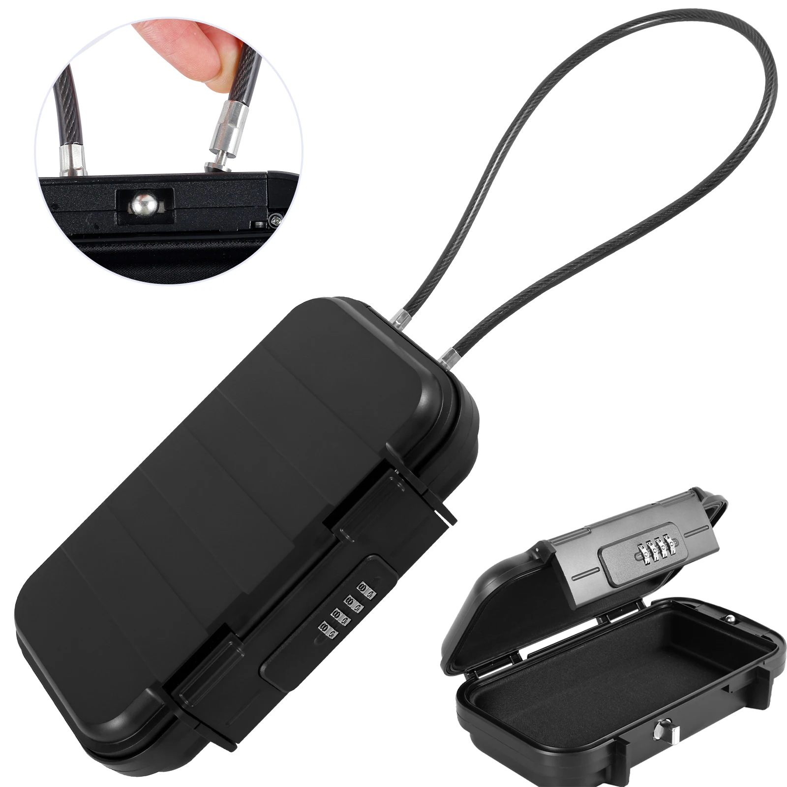 

Портативный сейф, 4-значный комбинированный защитный чехол, сейф со съемной тросой, водонепроницаемый большой вместительный дорожный сейф