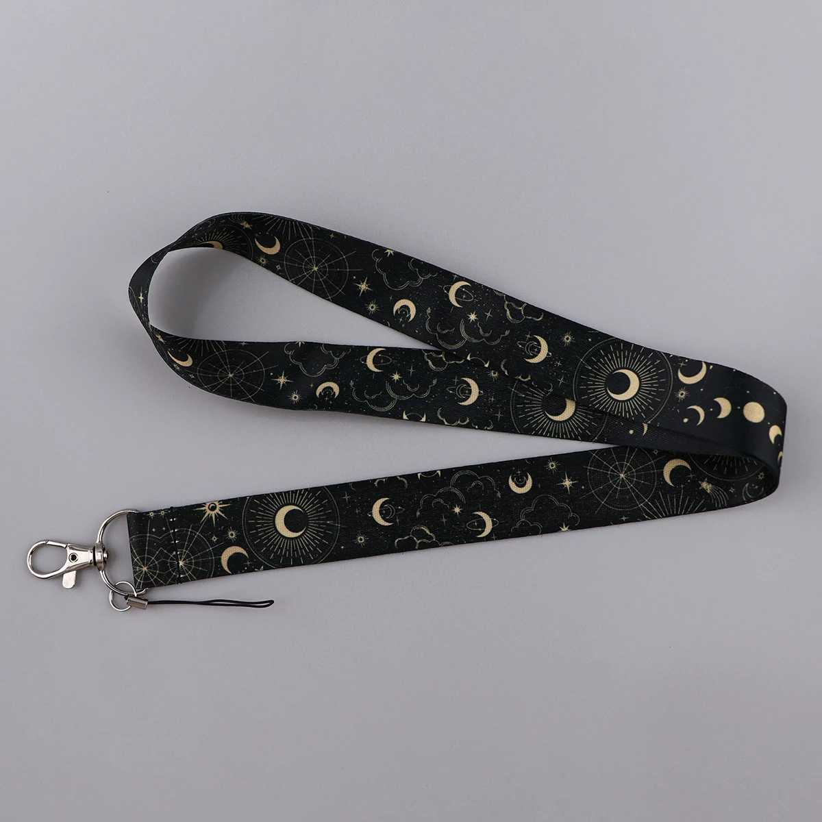 Moon Lanyard For Key chain ID Card Cover Pass Mobile Phone Badge Holder Key Ring Black Neck Straps Phone Accessories