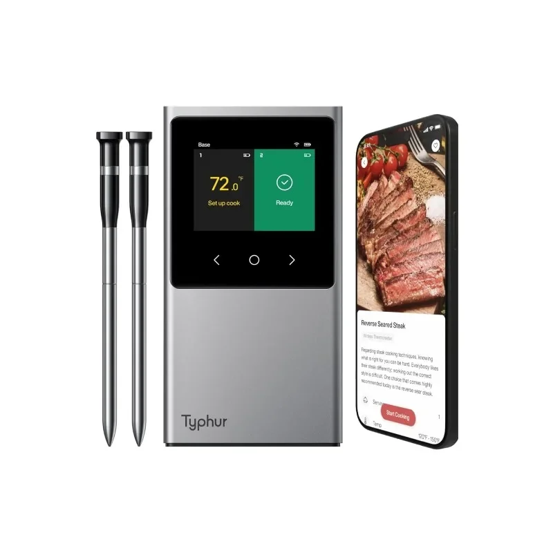 Sync WiFi Wireless Meat Thermometer Digital, 2 Probes, Smart Base,LCD Display, Unlimited Range,Bluetooth 5.4, Improved Stability