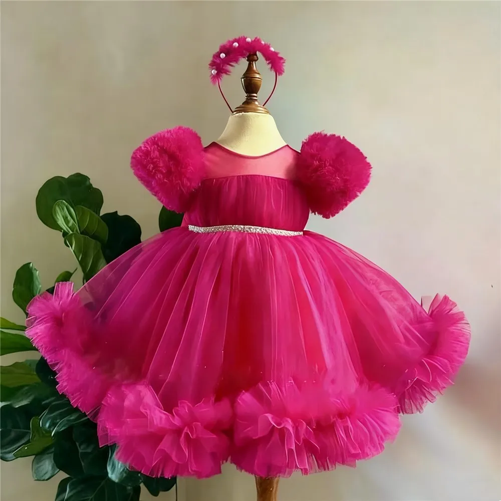 

Luxury Flower Girl Wedding Dress Belt Fluffy Princess Beauty Pageant First Communion Custom Children's Evening Dress