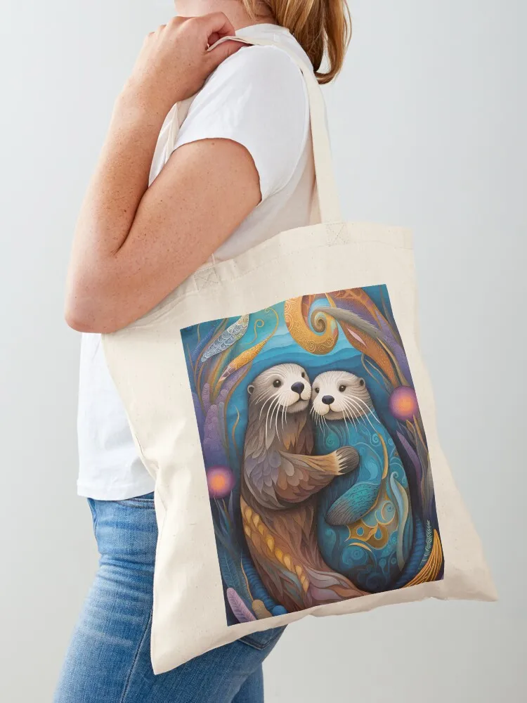 

Sea Otters In Love Tote Bag female bag Fabric bag Custom shopper woman