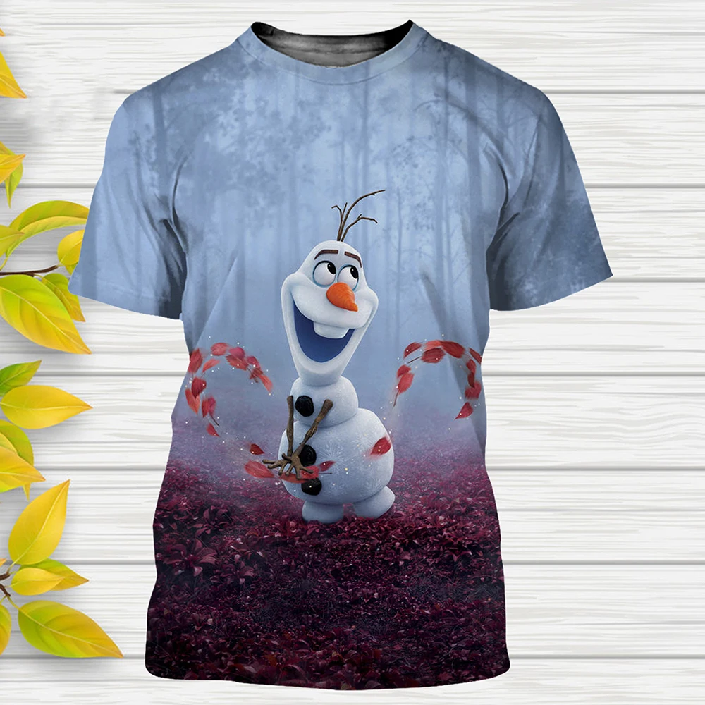 MINISO Funny T-Shirts Frozen Cartoon Anime Olaf 3D Print Streetwear Kids Adults Fashion Oversized T Shirt Kids Boy Girl Tee Tops