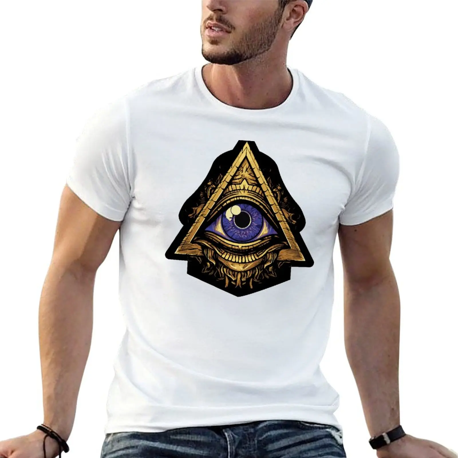 All-Seeing Eye Pyramid Design for Visionary Thinkers T-Shirt Plus Size Loose Fit T-Shirt