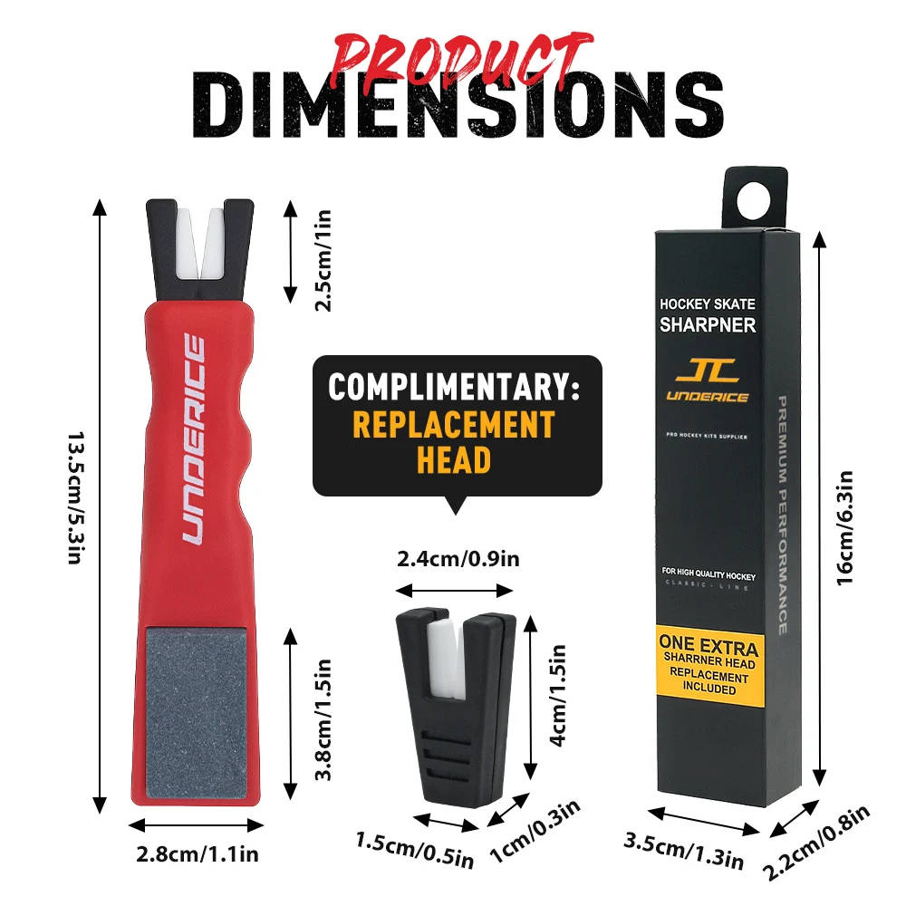 PRO Ice Skates Sharpener Ice Hockey Handheld Sharpener Hockey Accessory Figure Skating Blade Sharpening Stone Replacement Head
