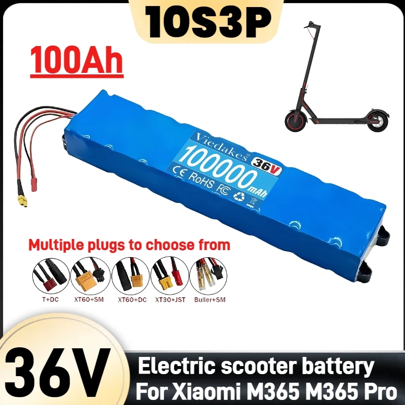 

✅ 10S3P 36 В 100 Ач 36 В литиевый аккумулятор 18650 литиевая батарея подходит для аккумулятора электрического скутера Xiaomi M365 + зарядное устройство 42 В ⚡️