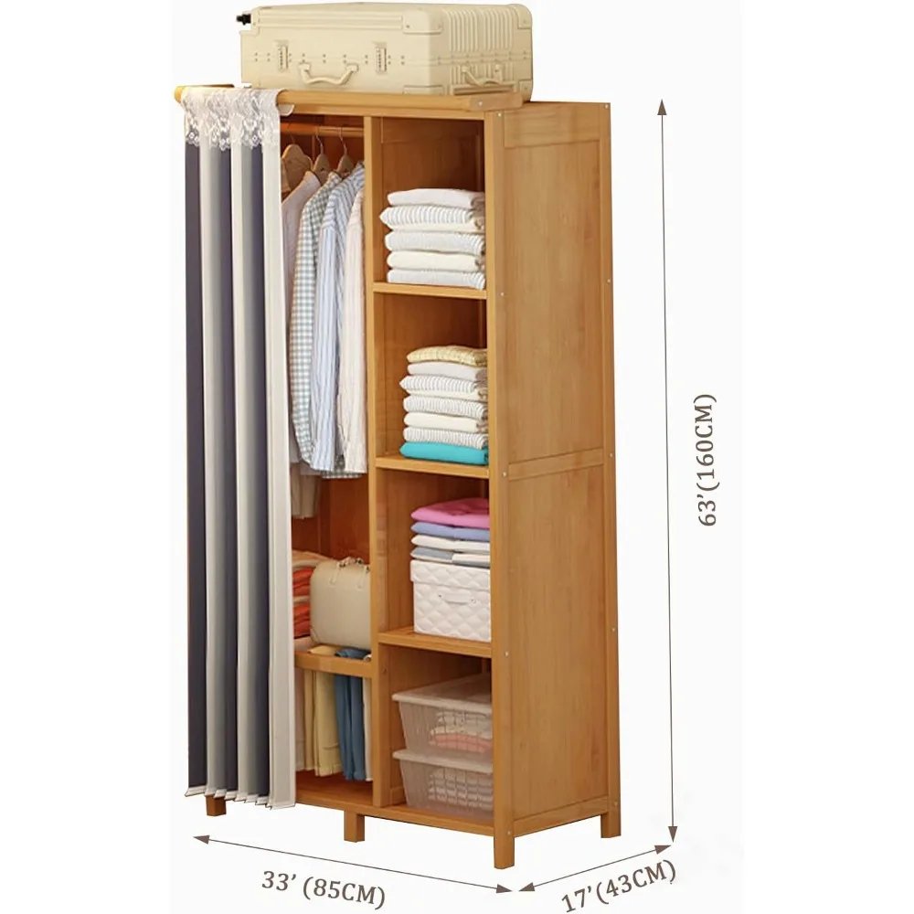 Adjustable Height Storage of Wardrobe Partition Storage With Suspenders Cabinets Hotels Clothing Cupboard Home Furniture Bedroom