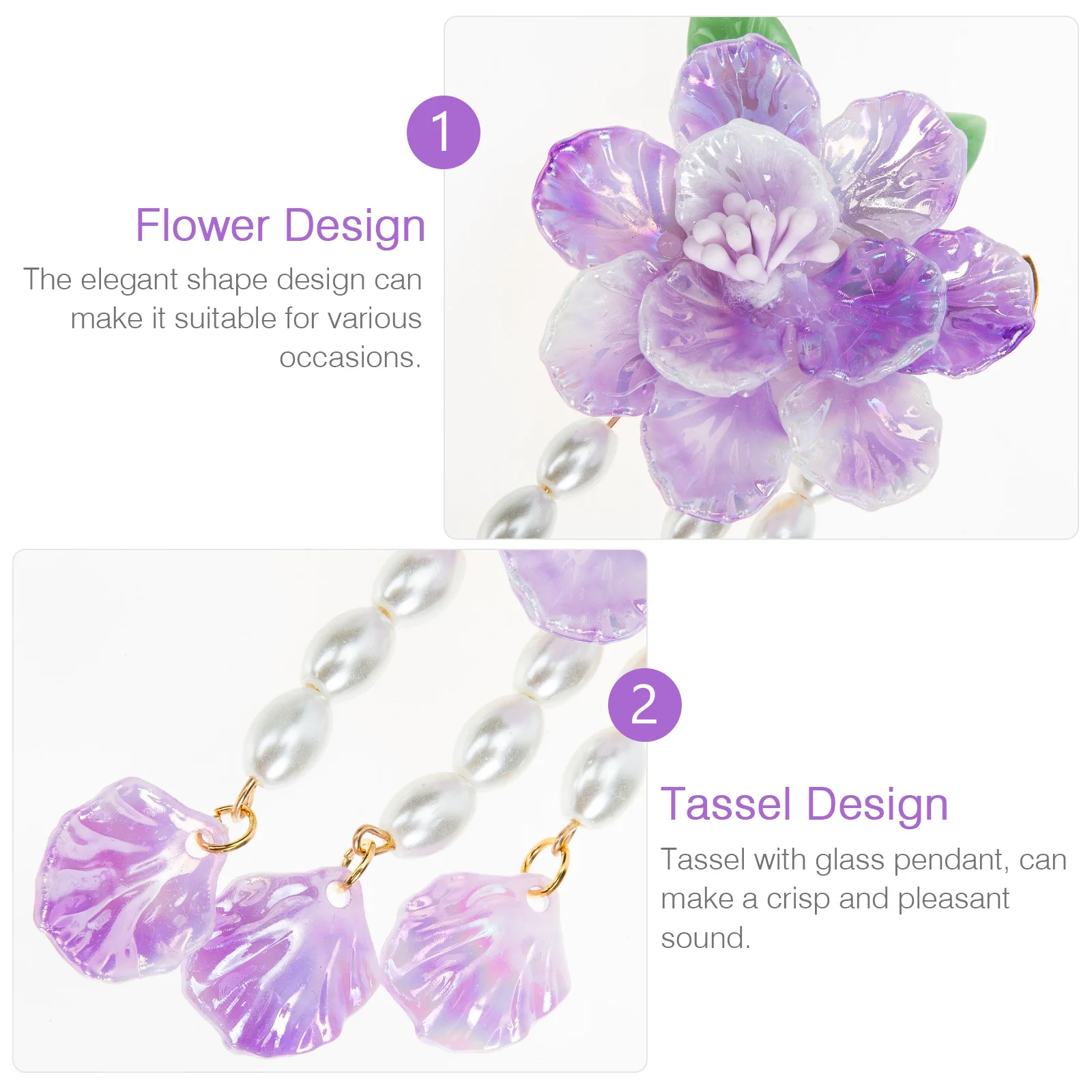 

Clips Camellia Hair Barrettes for Women Tassel Flowers Vintage Chinese Lavender Pearl Hairpin Mother