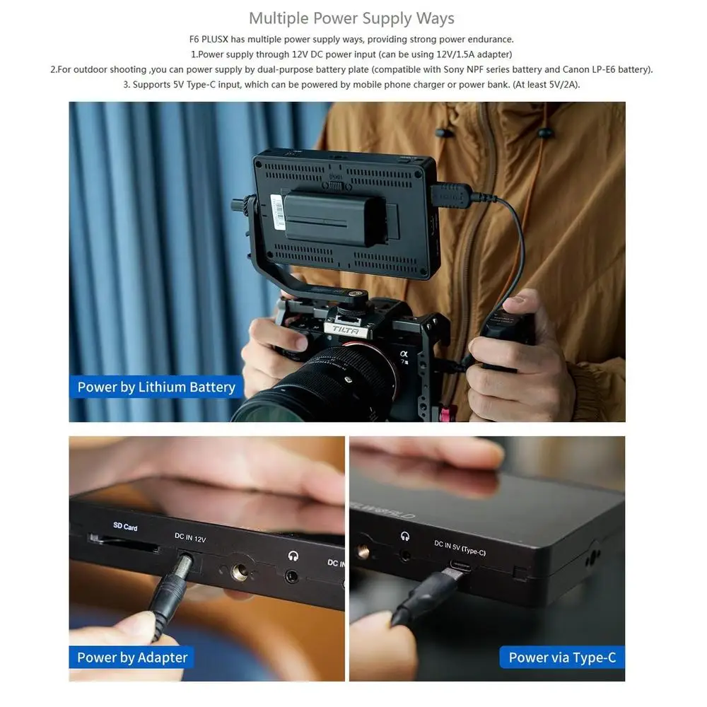 شاشة Feelworld F6 PLUSX 5.5 بوصة تعمل باللمس على الكاميرا DSLR شاشة ميدانية ثلاثية الأبعاد LUT 1920x1080 4K شاشة فيديو F6 PLUS مطورة