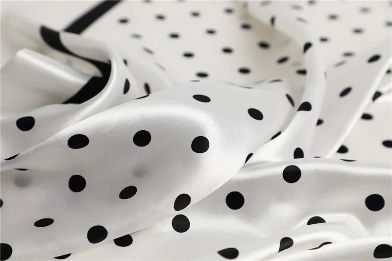 Polka Dot Kopftuch Seide Satin Hals Schal Für Frauen Drucken Hijab Schals Weibliche 90*90 cm Quadratische Tücher und Wraps Schals Für Dame – Detail 24