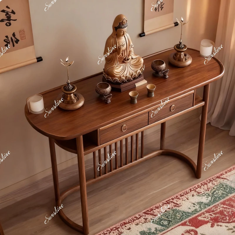 New Chinese integrated simple North American black walnut console table