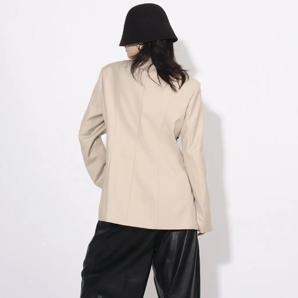 

Small Women's Long-Sleeved Slimming Suit Jacket Autumn New Style Lace-Up Asymmetrical Cut out Design Thin Look