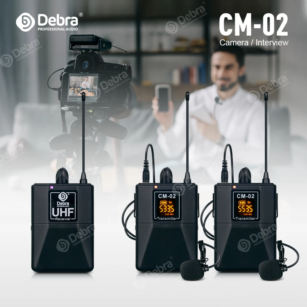 

Debra Audio UHF CM02 Wireless Lavalier Microphone 30Selectable Channels 50m Range for DSLR Camera Interview Live Phone Recording