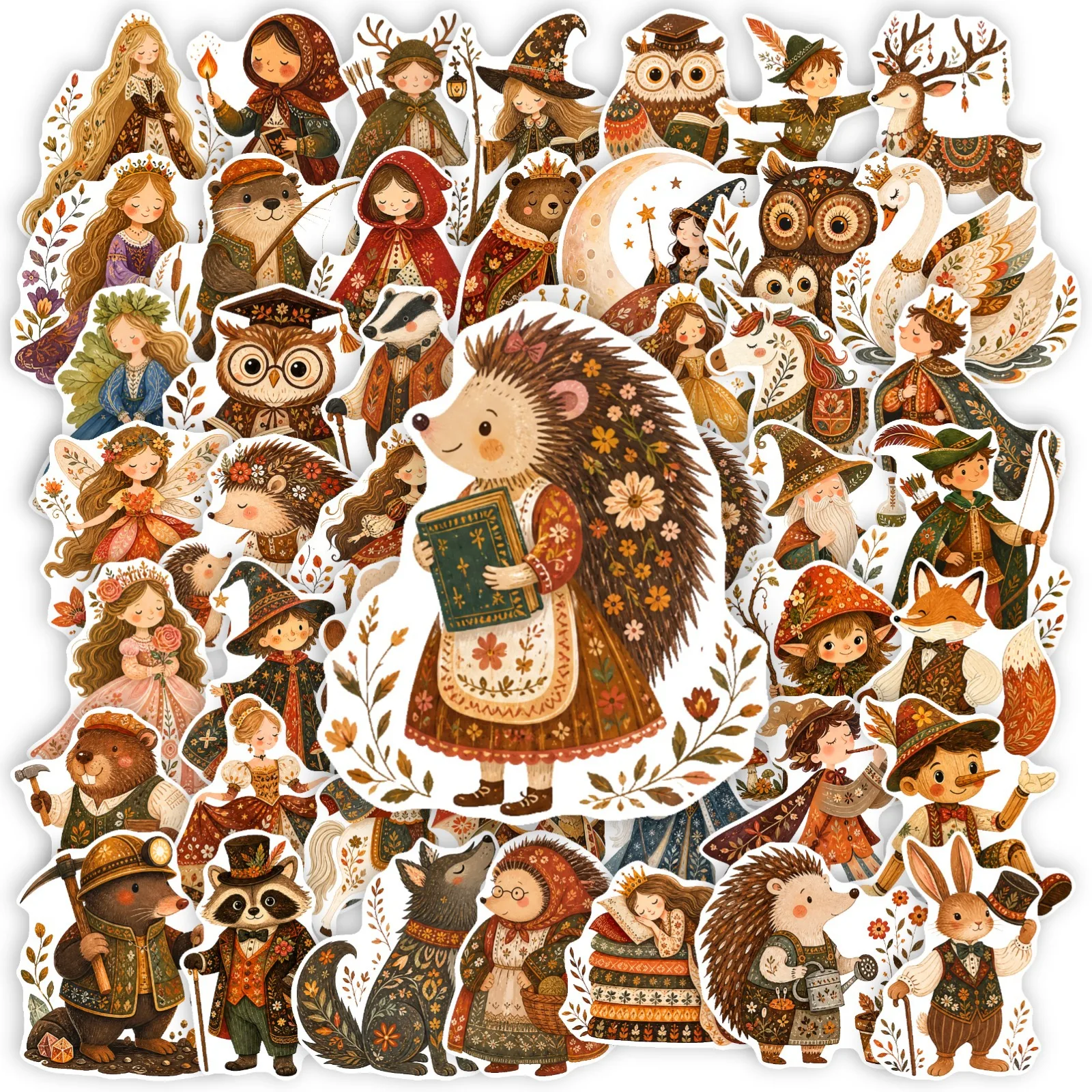 50-Pack Waterproof Cartoon Fairy Tale Stickers for Notebook Luggage Tablet And Stationery Creative Decorative Decals