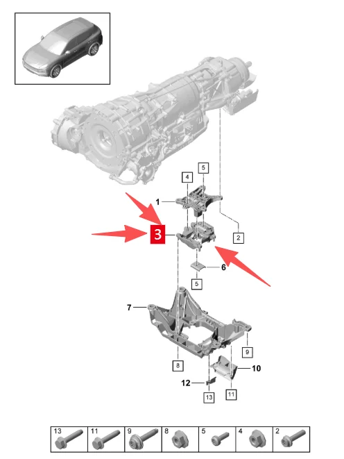 9Y0399153B 9Y0399153 4M0399153AE Automatic Transmission Gearbox Mount FOR Porsche Cayenne 9YA 9YA-2 2018-2026 Audi A6 VW TOUA