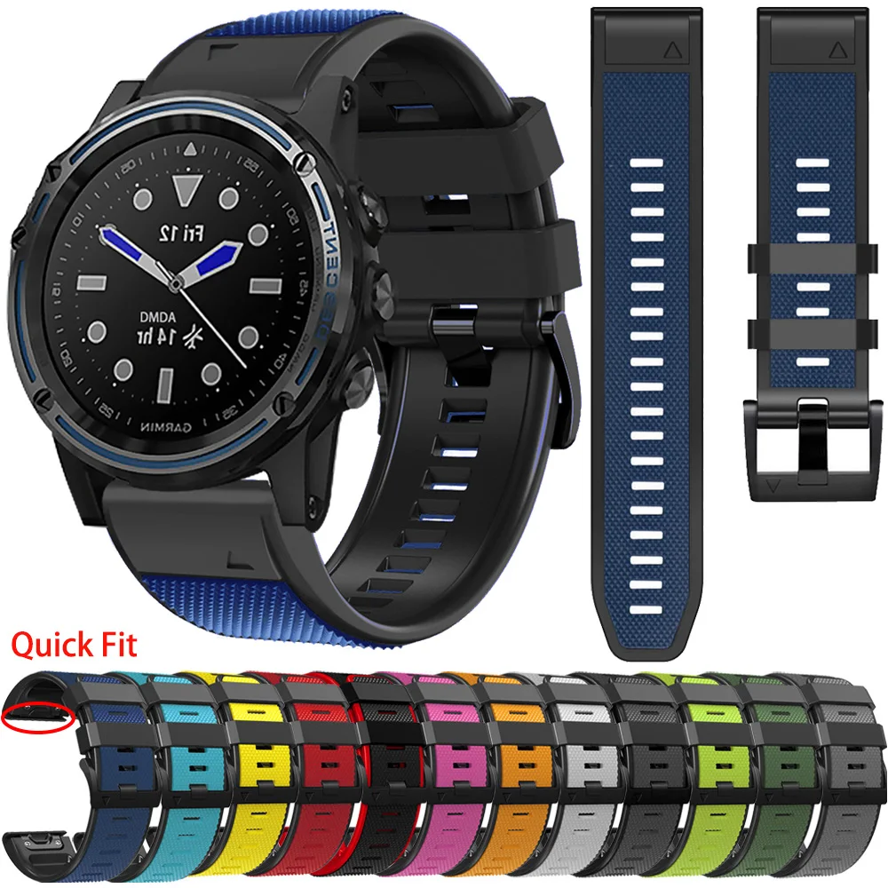 Bracelet de montre en cuir et Silicone, 22, 26mm, à montage rapide, pour Garmin Enduro 2/Epix/MARQ Mk2i/Mk1/G1