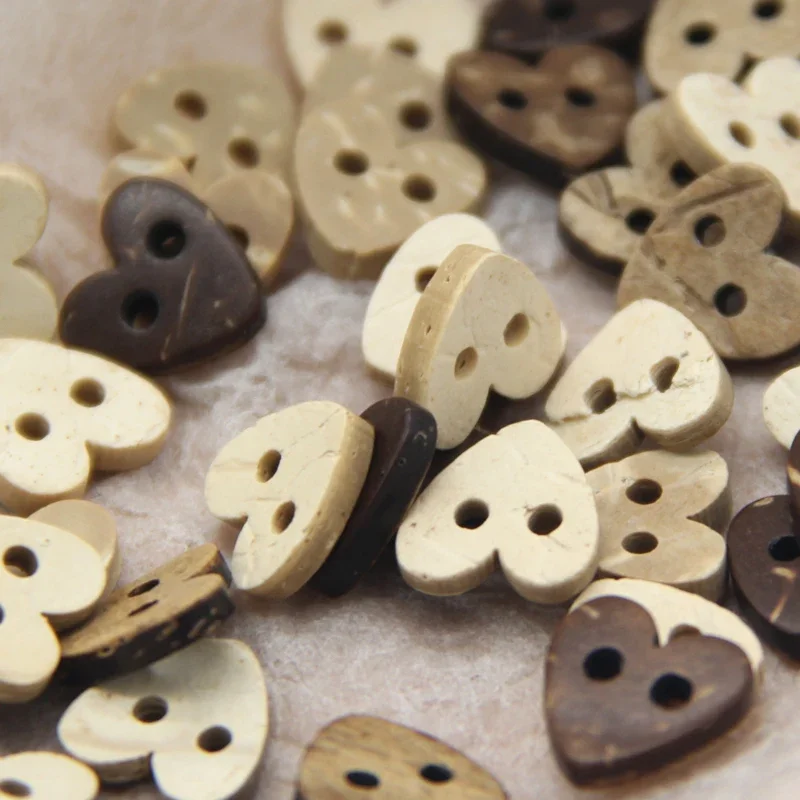 HENGC 2 Holes Natural Heart Wood Sewing Buttons For Clothes Children Scrapbooking DIY Crafts Decorative Accessories Wholesale