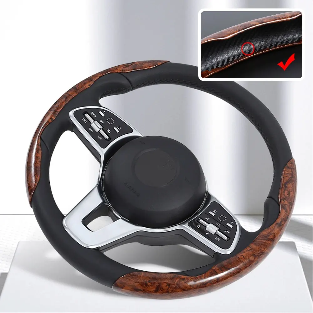 Car Universal 38cm Carbon Fiber Car Steering Wheel Cover Non-slip Card Cover Auto Steering Wheel Handle Booster Protective Cover