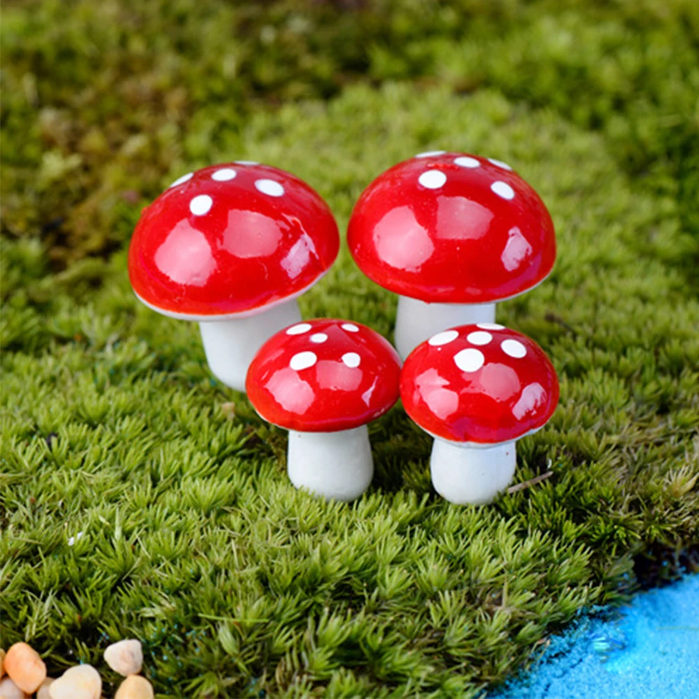 20PCS Mini Mushroom Miniatures Artificial Garden Fairy Bonsai Plant Pot Resin Craft Decoration For Home DIY Micro Landscape