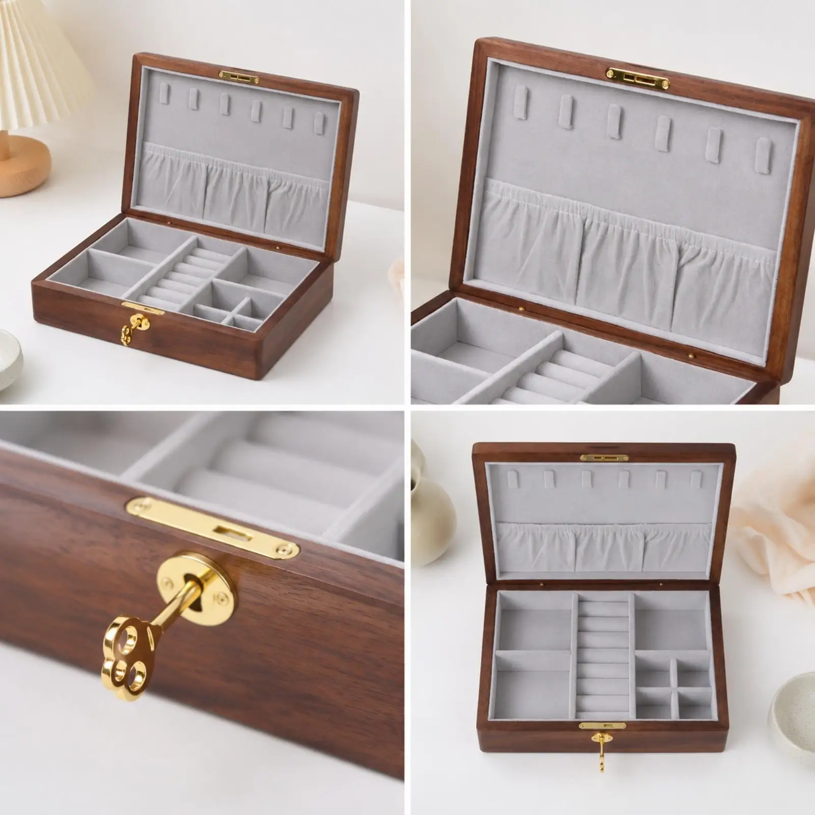 Jewelry Storage Box with Divided Compartments for Necklaces Earrings Rings and Bracelets Vanity Case