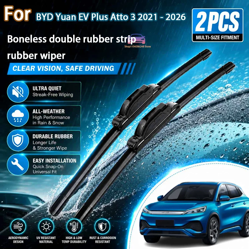 

Front Wiper Blades For BYD Yuan EV Plus Atto 3 2021 - 2026 Windshield Windscreen Clean Window Brush 24''+17'' Modification Parts