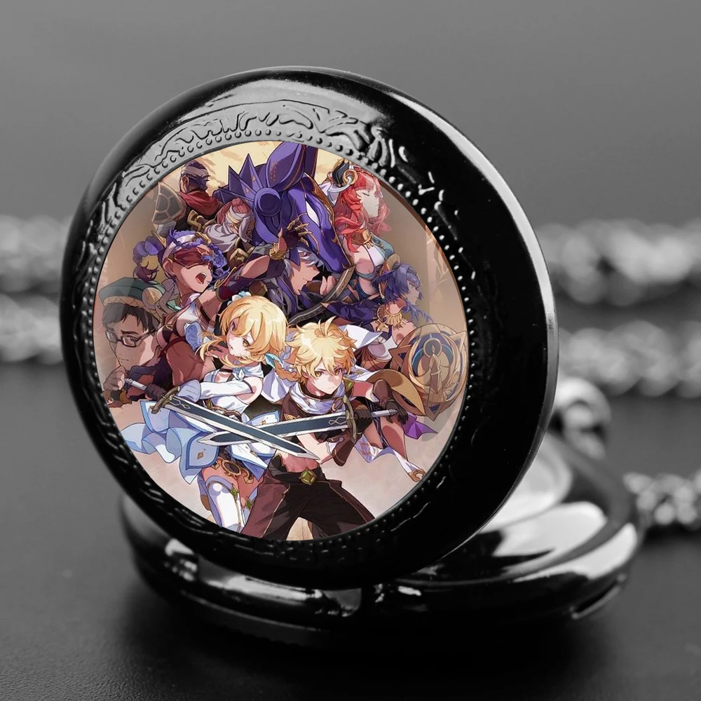 Cartoon Game Vintage Quartz Pocket Chain Watch Necklace Watches For Men Kids Birthday Unique Gifts Mens Pocket Watches