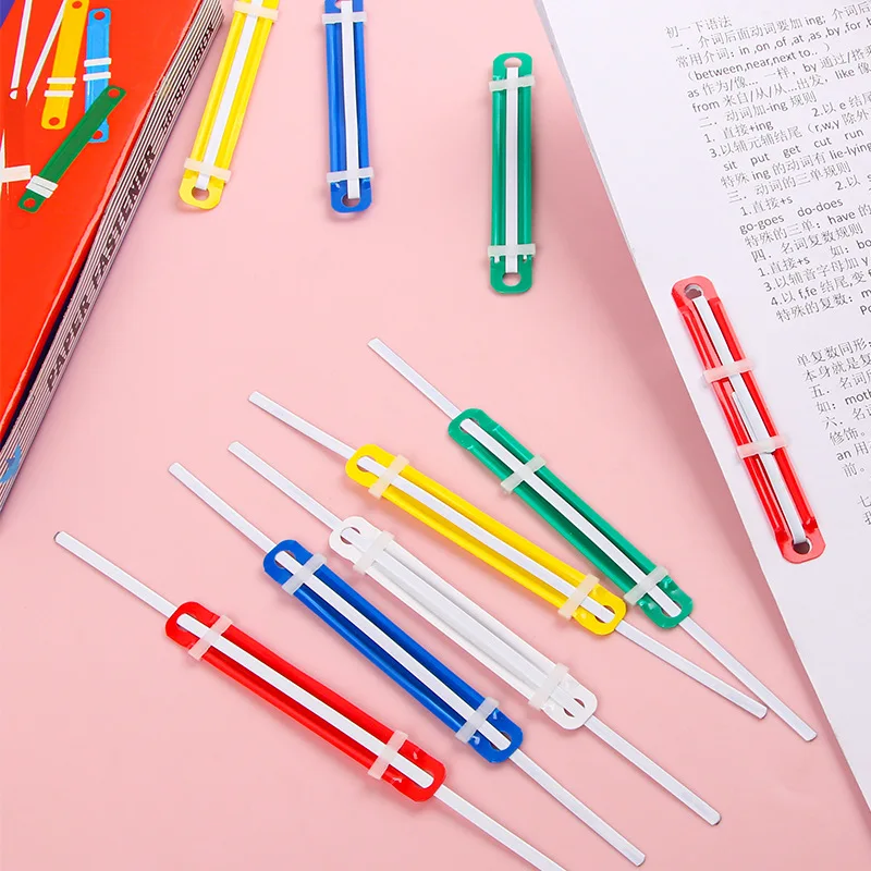 50 Pcs File Paper Fasteners Plastic Binding Clip Two-Hole Loose-leaf Binder File Folder Office Document Storage Supplies