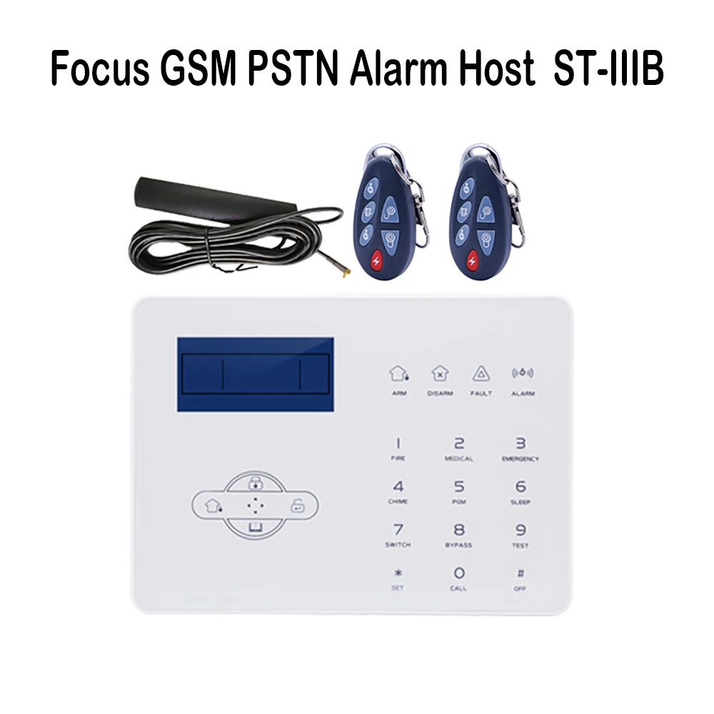 

433MHz Focus Wireless GSM PSTN Alarm Host ST-IIIB 110dB French English SMS/Call Alarm App Control for Security Protection