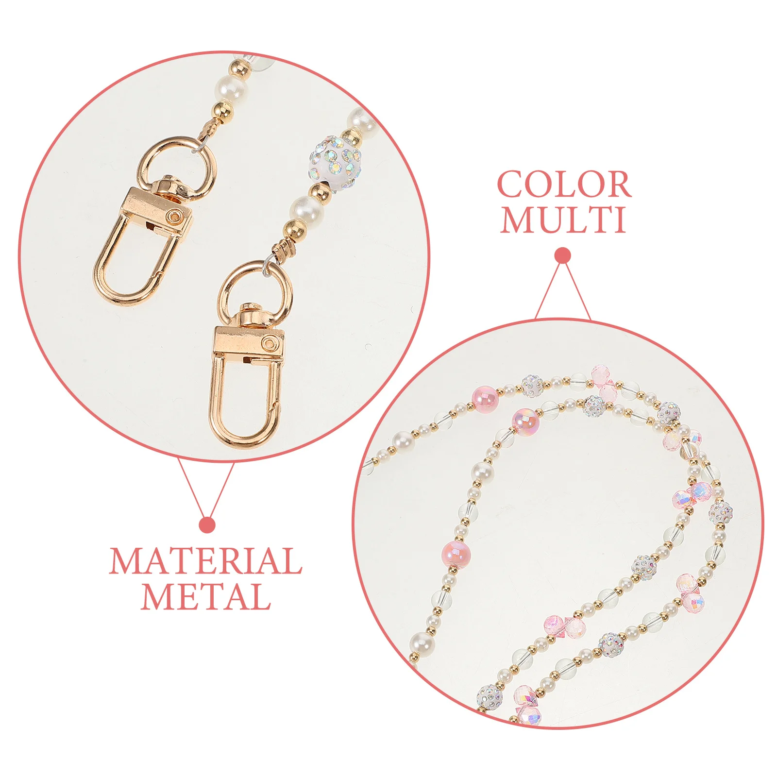 

Crossbody Chain Strap For Purse Handbag Diy Replacement Bag Chain Plastic Beads Buckles Acrylic Shoulder Tote Bag Accessory