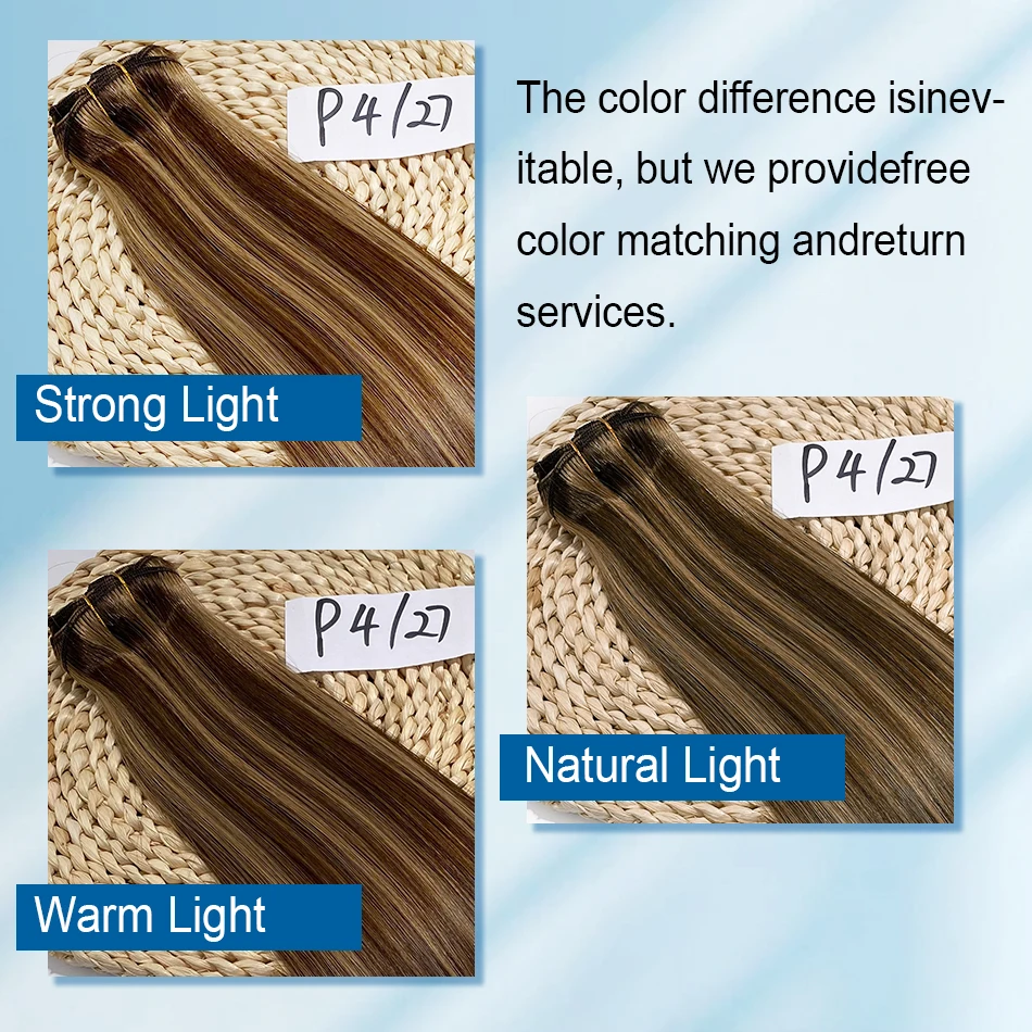 人毛クリップ式エクステ 多色展開 100g クリップ式エクステ 本物の人毛 ストレート レミーヘア 18インチ 6ピース