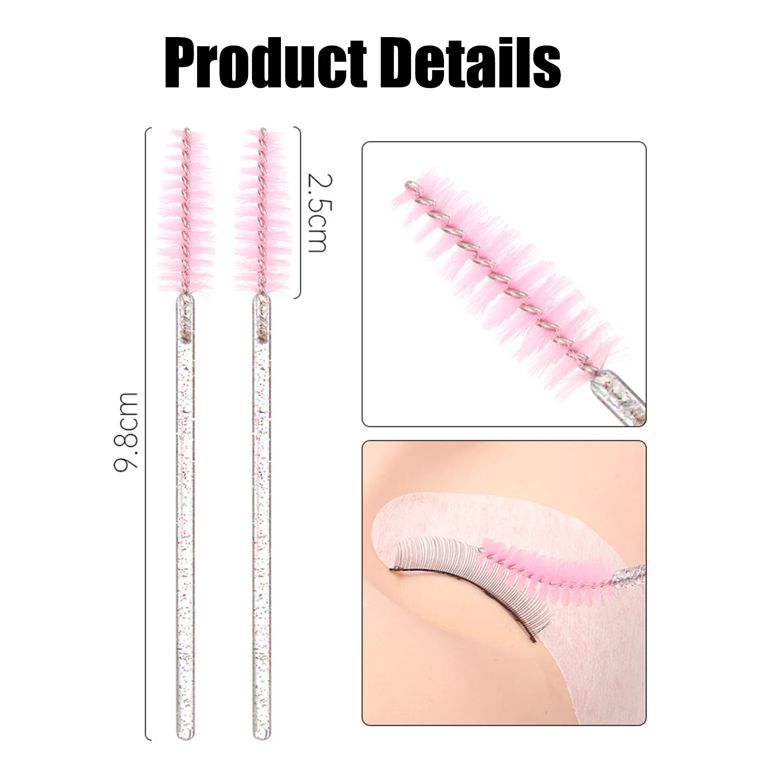 50 Pcs Disposable Crystal Eyelash Brushes Eyebrow Brush Handle Mascara Wand Applicator Spoolers Lashes Makeup Professional Tools