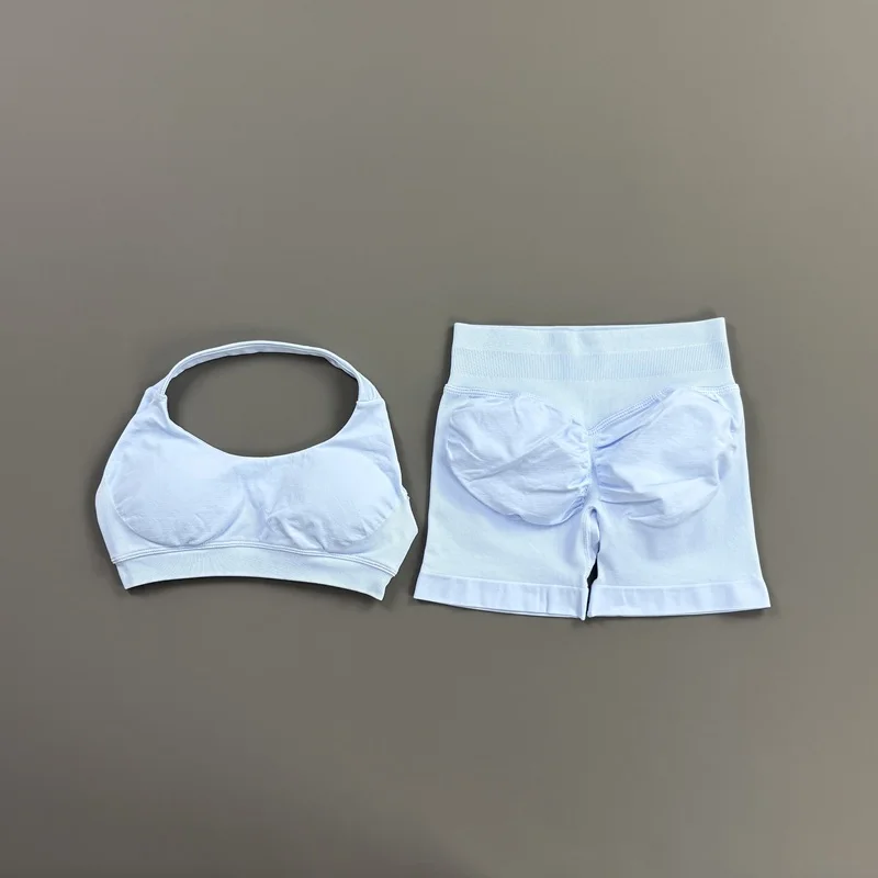 2-teiliges HISTELLO Impact Gym Set für Damen, Sport-BH und Shorts, offener Rücken, Scrunch-Butt, nahtloses Workout-Jogging-Sport-Trainingsset – Detail 21