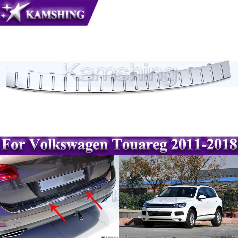 

Верхняя хромированная полоса для заднего бампера Kamshing для Volkswagen Touareg 2011-2018, яркая полоса для заднего бампера