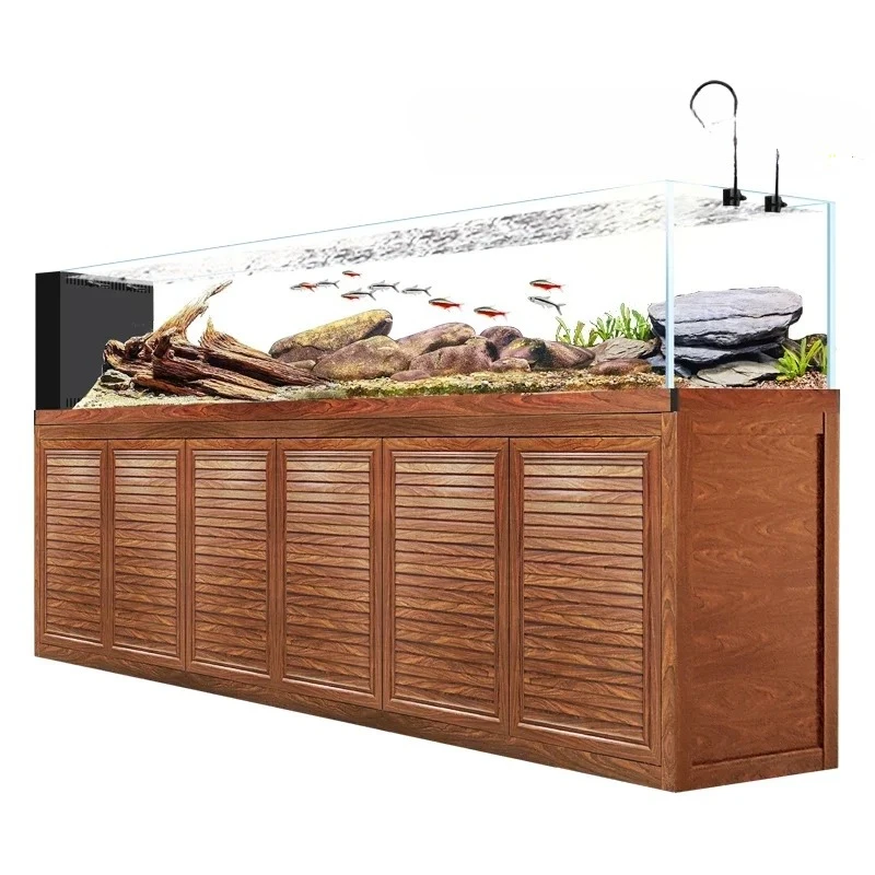 New ultra-white glass ecological water-free bottom filter side overflow landscaping living room aquatic tank