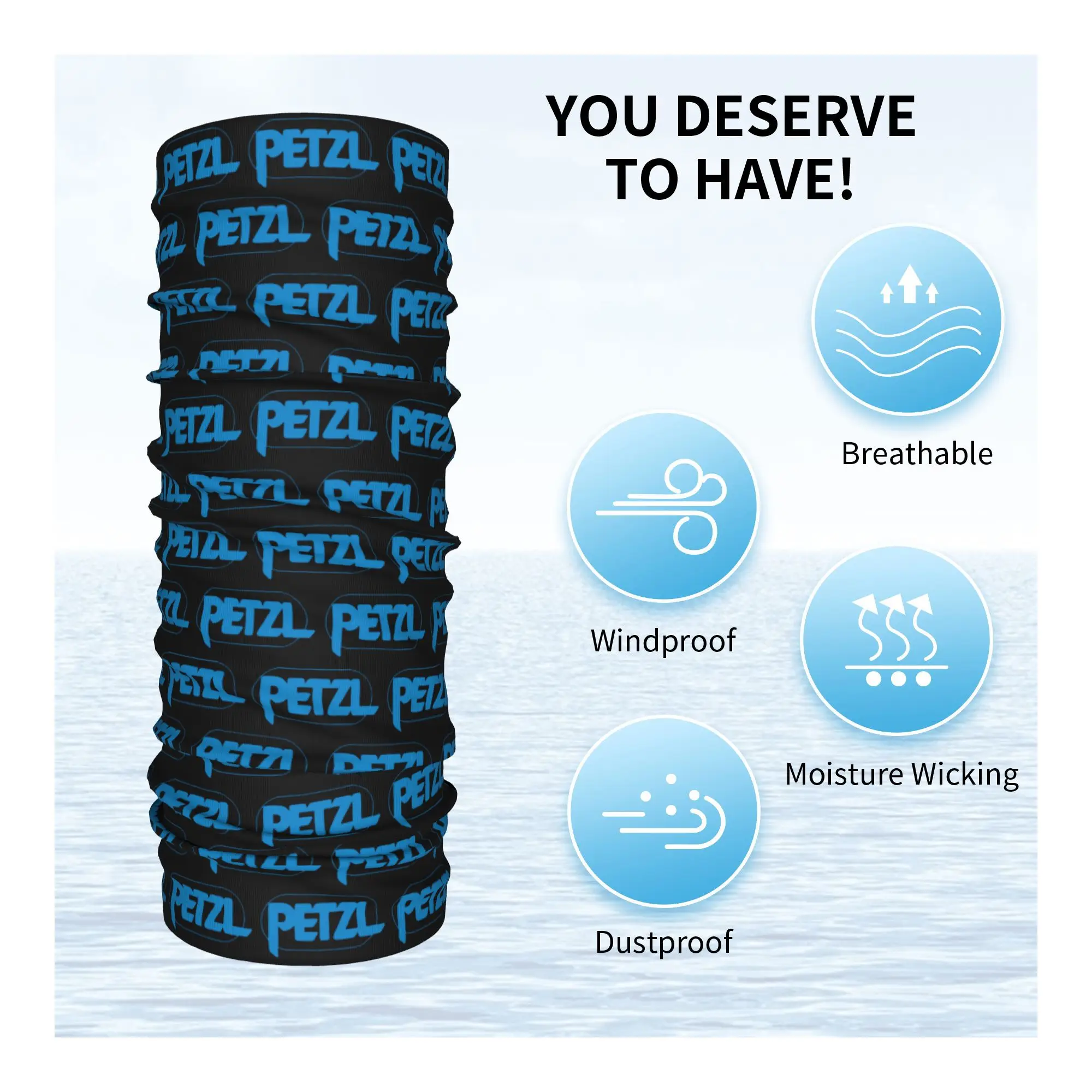 Custom P-Petzls Classical Logo Design Bandana Winter Neck Warmer Women Windproof Wrap Face Scarf Hiking Sport Gaiter Headband