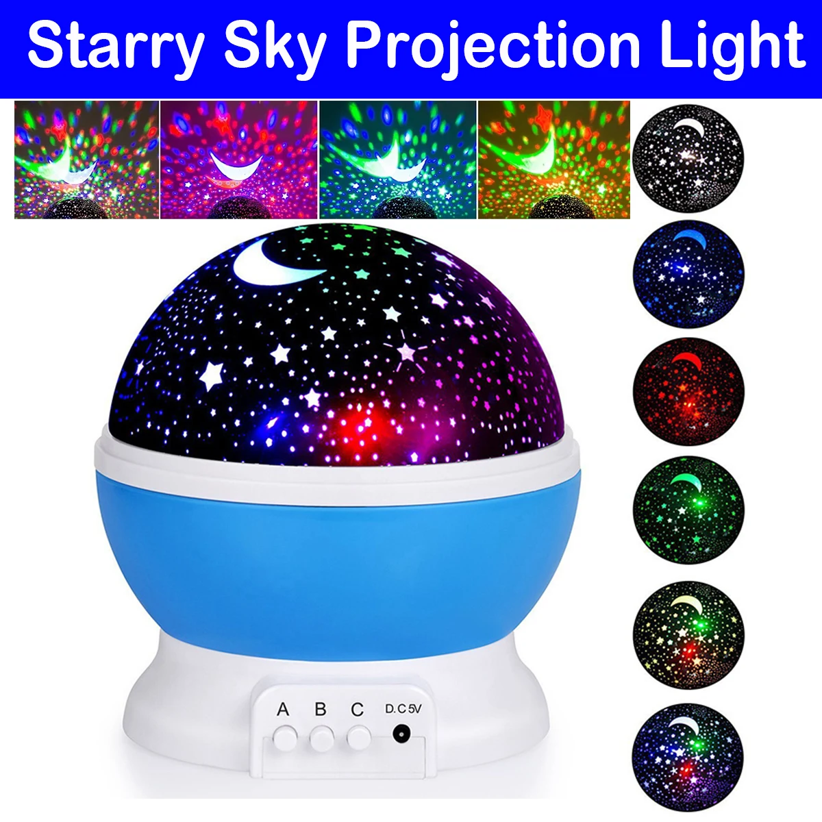 Projector Starry Sky Rotating LED Bedside Lamp Children Bedroom Star Night Lights Nursery Moon Galaxy For Children Gifts Lamp