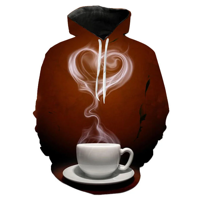 

Coffee Graphic Hoodie For Men USD Rose 3D Printed Sweatshirt Spring Autumn Casual Long Sleeve Hoodies Oversized Tops Pullover