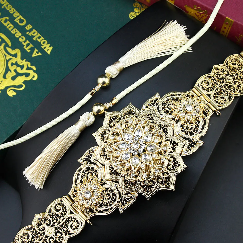 Neovisson-Ceinture Caftan en Corde Dorée, Faite à la Main, Style Marocain Indépendant, à la Mode, en Forme d'Étoile Creuse, Bijoux de Mariage Arabe