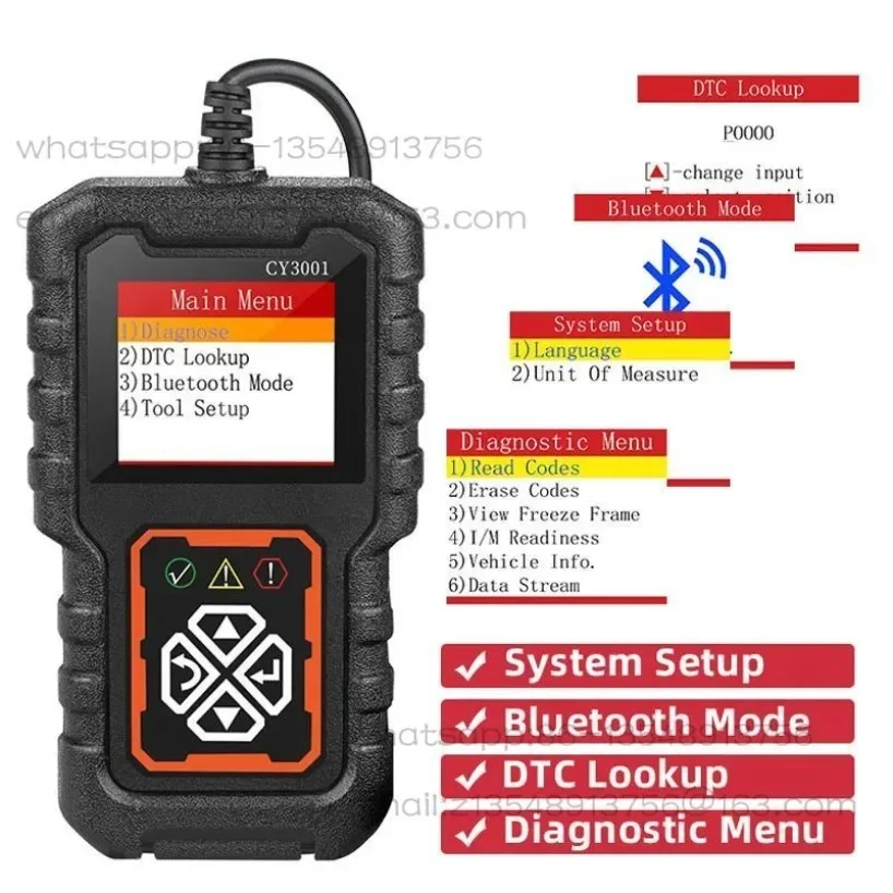 1 PC Automotive Fault Detection Device CY3001 OBD2 Reading C