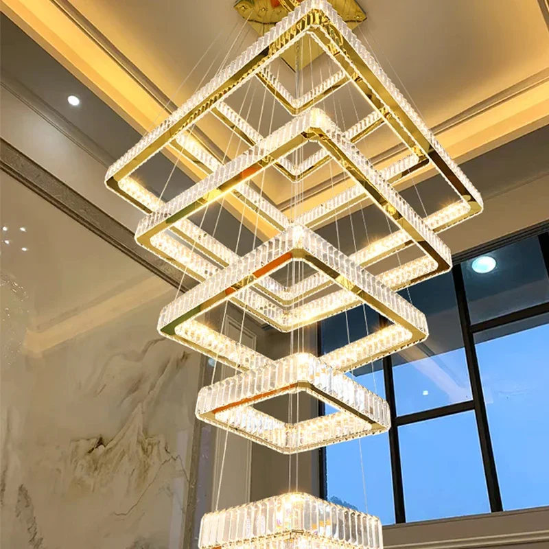 Modern Home Decoration Crystal Chandelier, Stair Pendant Lamp, Living Room Pendant Lights, Indoor Lighting