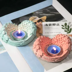 Angel Wings Candle Holder Gypsum Mold Diy Silicone Mold Tea Light Decorative Resin Angel for Living Room Concrete Silicone Mold