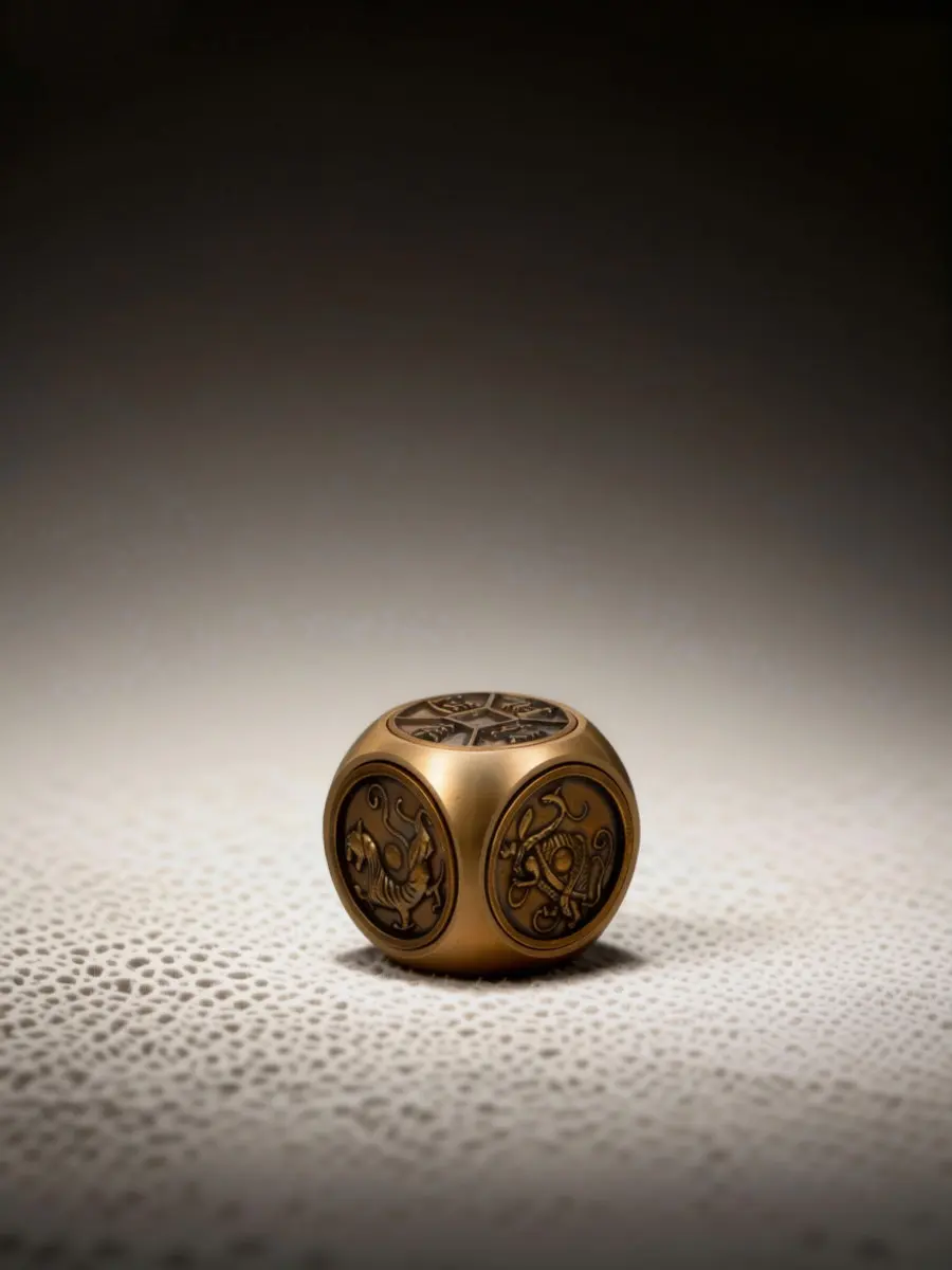 Six Sided Brass Desk Ornament Comfortable Handheld Fidget Toy Golden Tabletop Office Decor 1 Piece