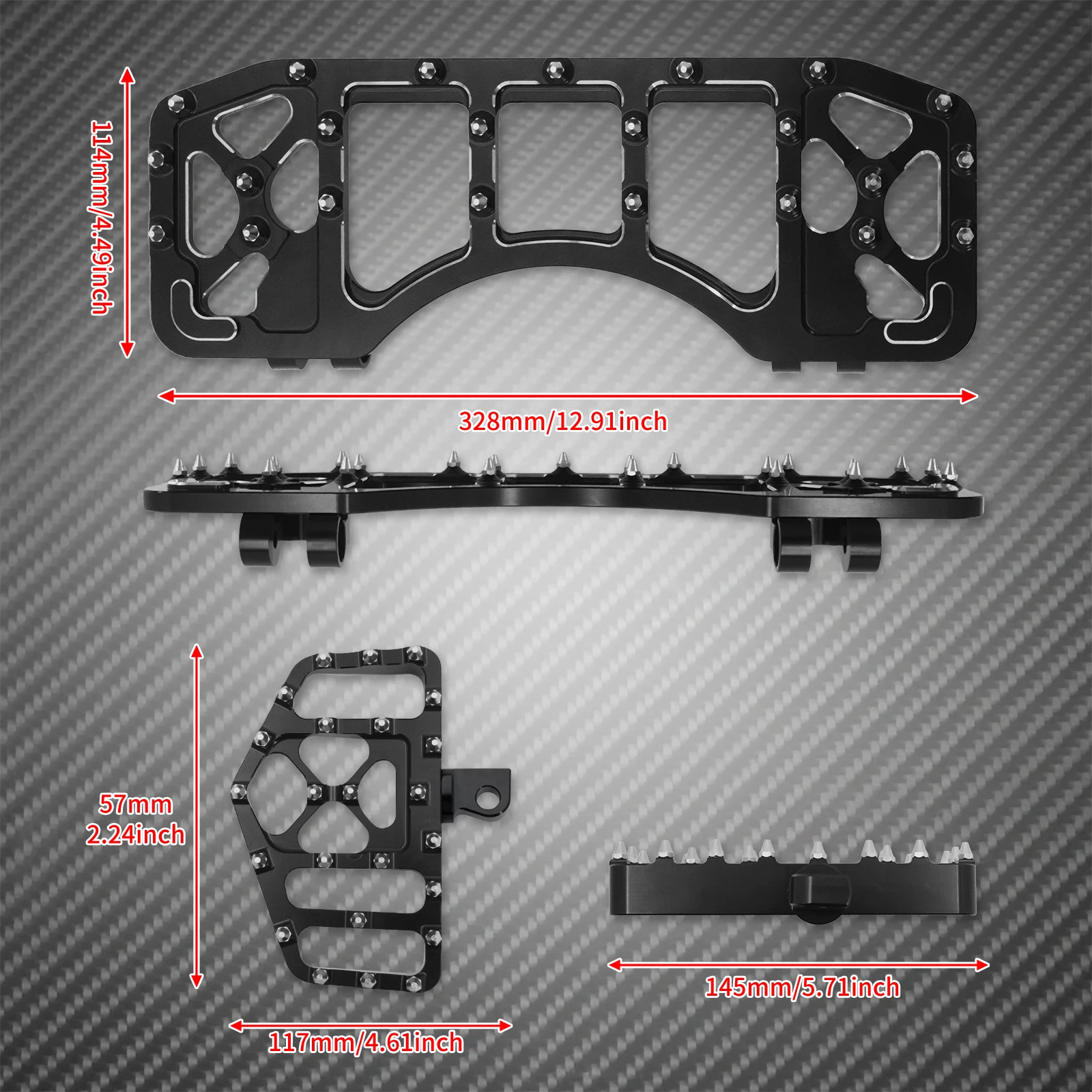 Motorcycle Front and Rear Floorboards Pedal Set Driver Passenger Footrest Foot Pegs For Harley Touring Road Glide Softail Trike