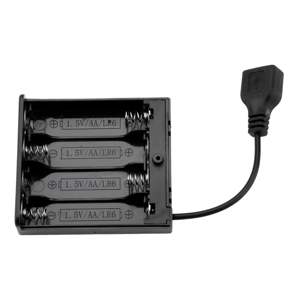 3/4 Slot AA Battery Holder 4.5V/6V AA Battery Box with Lead Wire ON/Off Switch and Screw Cap Case Back Cover USB Power Interface