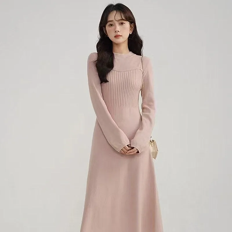 

Elegant Knitwear Sweater For Women Spring Autumn Woolen Pullover Dress Slim Fashion Knit Lady Jumper Basic Wear Winter Dresses