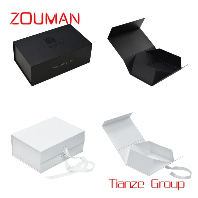 Custom , Custom Logo Printed Paper Cardboard Clothing Shoe Packaging Ribbon Magnetic Closure Folding Foldable Gift Boxes