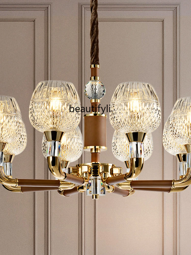 CXH Splendid Crystal Chandelier Living Room Light Luxury New European and American Style Bedroom Dining-Room Lamp