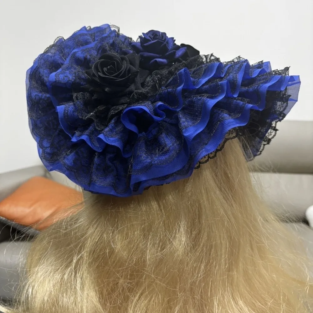 Original Black Red Klein Blue Navy Blue Lolita Bonnet Rose Love Retro Victorian Style Fashion Party Headwear