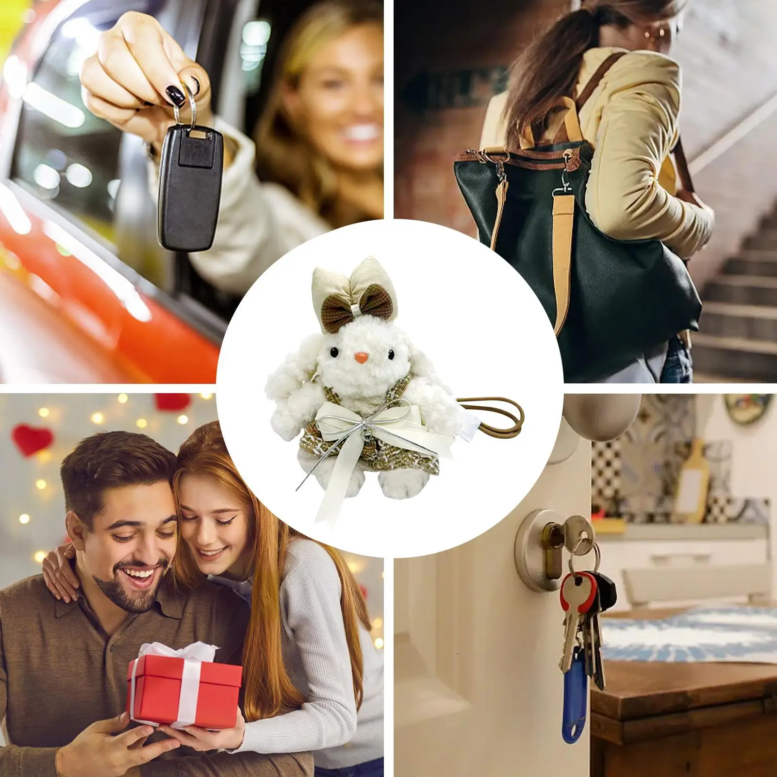 Portachiavi Coniglietto 8.2 Pollici, Simpatico Portachiavi Animale con Vestiti Staccabili, Portachiavi in Peluche per Auto, Zaino, Borsa, Portafoglio, Cartella