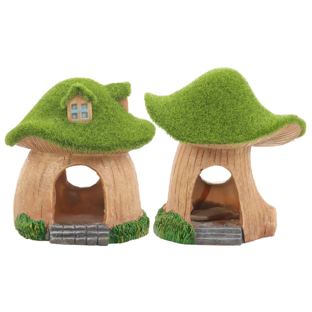 

2pcs Mushroom Decor Resin Aquarium Hideout Tank Decoration Fish Cave For Fish Shrimp Shelter Garden Ornament Pet Supplies